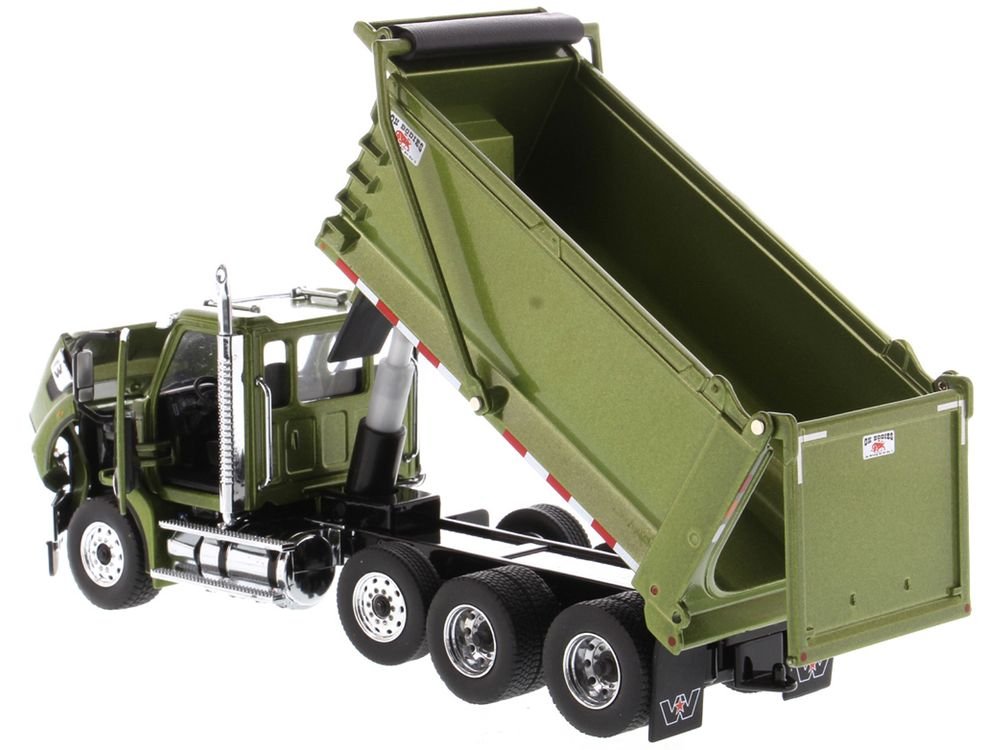Western Star 49X SBFA OX Bodies Stampede Dump Truck Olive Green Metallic "Transport Series" 1/50 Diecast Model by Diecast Masters view 4