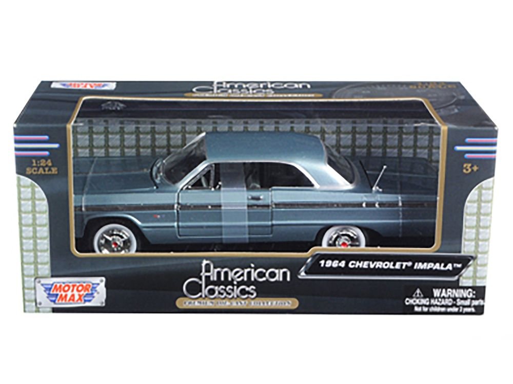 1964 Chevrolet Impala Blue 1/24 Diecast Model Car by Motormax view 2