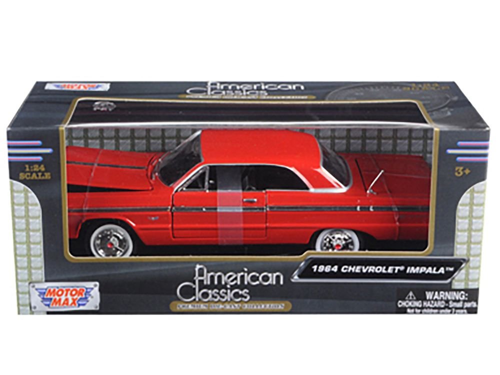 1964 Chevrolet Impala Red 1/24 Diecast Model Car by Motormax view 3