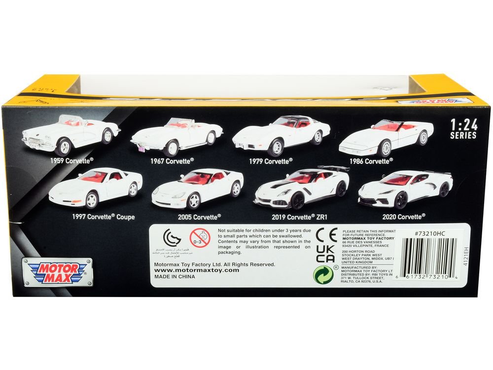 1997 Chevrolet Corvette C5 Coupe White with Red Interior "History of Corvette" Series 1/24 Diecast Model Car by Motormax view 2