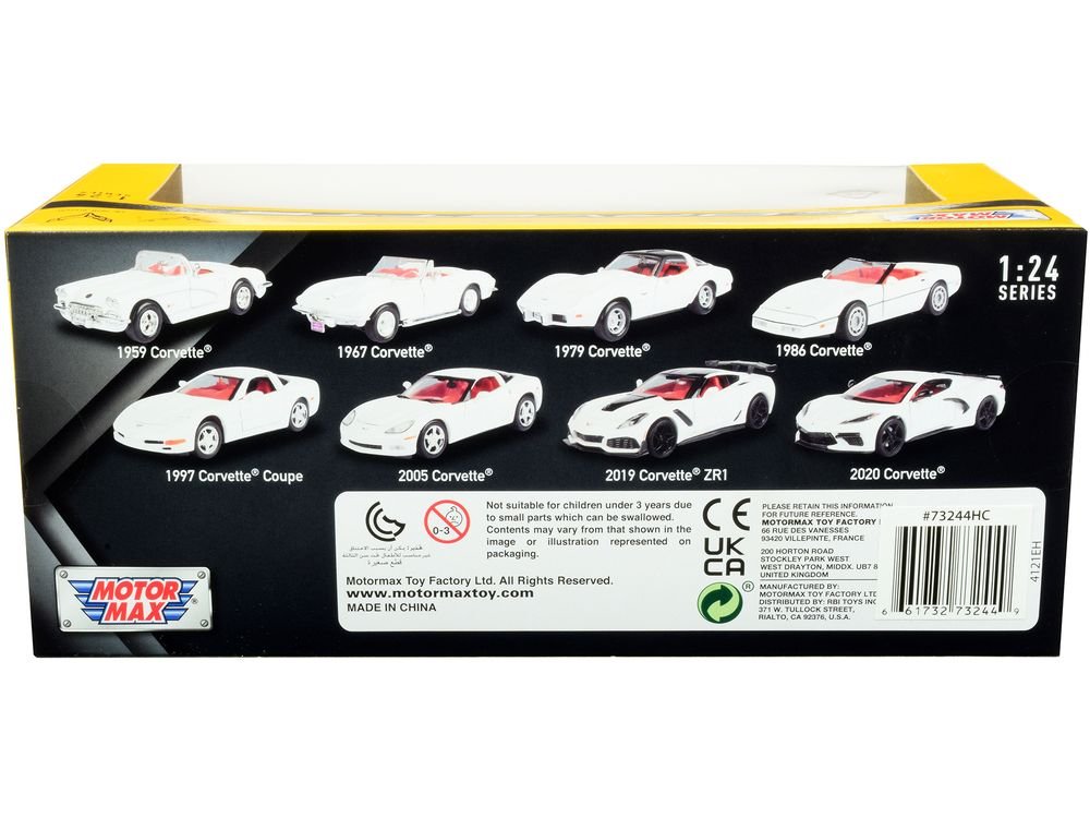 1979 Chevrolet Corvette C3 White with Black Top and Red Interior "History of Corvette" Series 1/24 Diecast Model Car by Motormax view 2