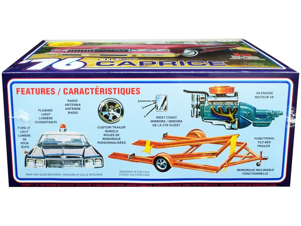 Skill 2 Model Kit 1976 Chevrolet Caprice with Trailer 3-in-1 Kit 1/25 Scale Model by MPC view 2
