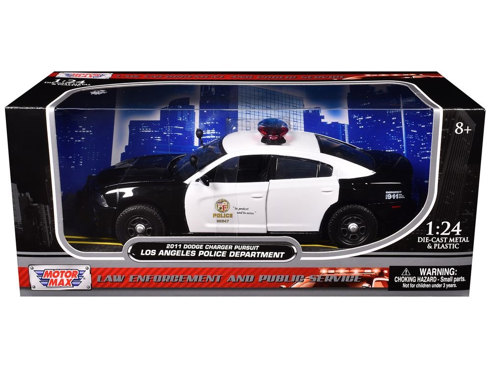 2011 Dodge Charger Pursuit LAPD Los Angeles Police Department Car 1/24 Diecast Car Model by Motormax view 3