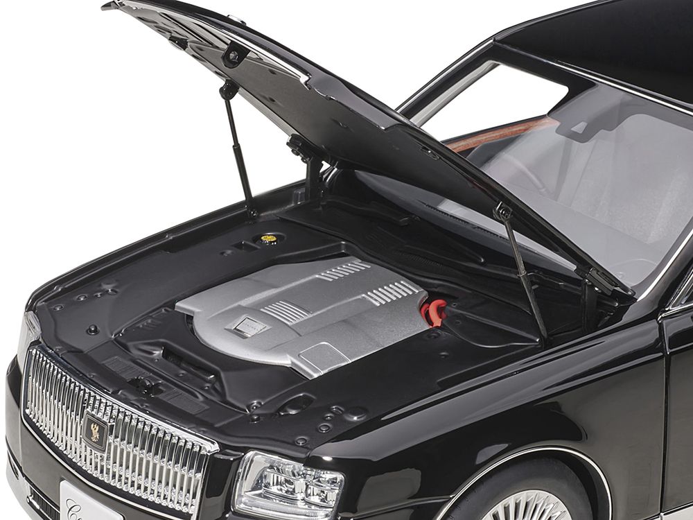 Toyota Century with Curtains RHD (Right Hand Drive) Black Special Edition 1/18 Model Car by Autoart view 3