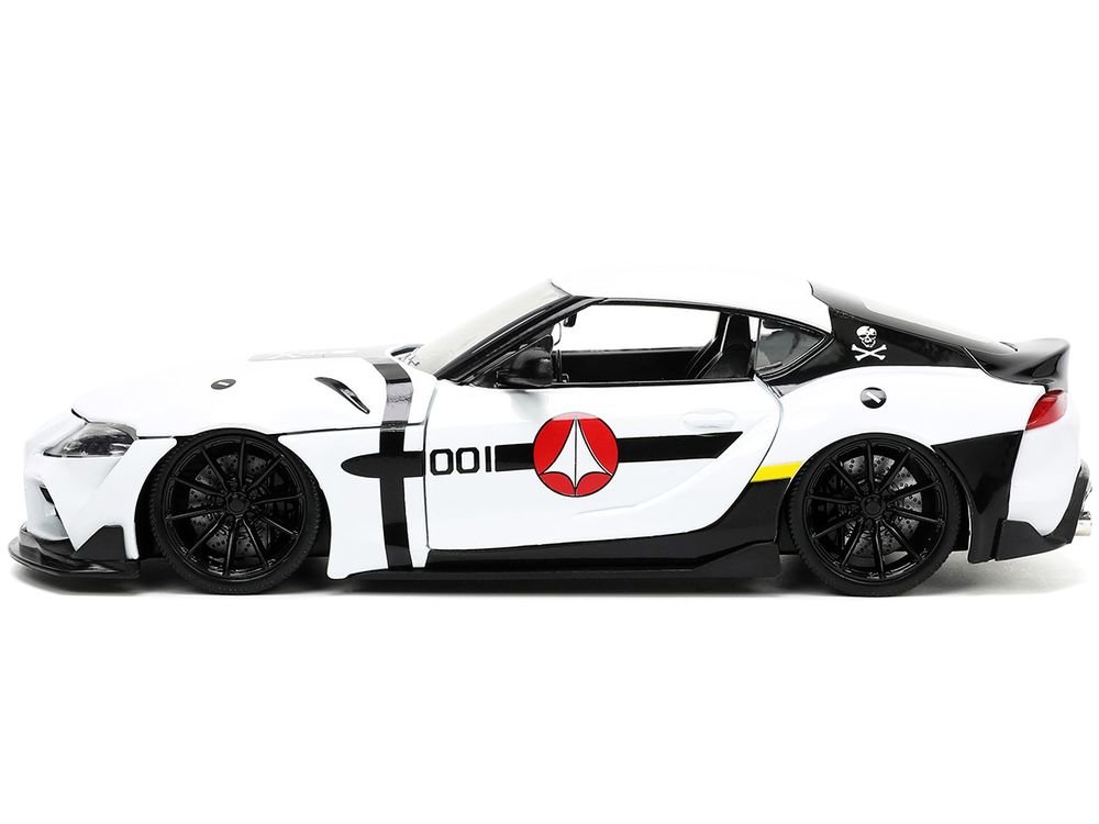 2020 Toyota Supra White and Roy Focker Diecast Figurine "Robotech" "Hollywood Rides" Series 1/24 Diecast Model Car by Jada view 3