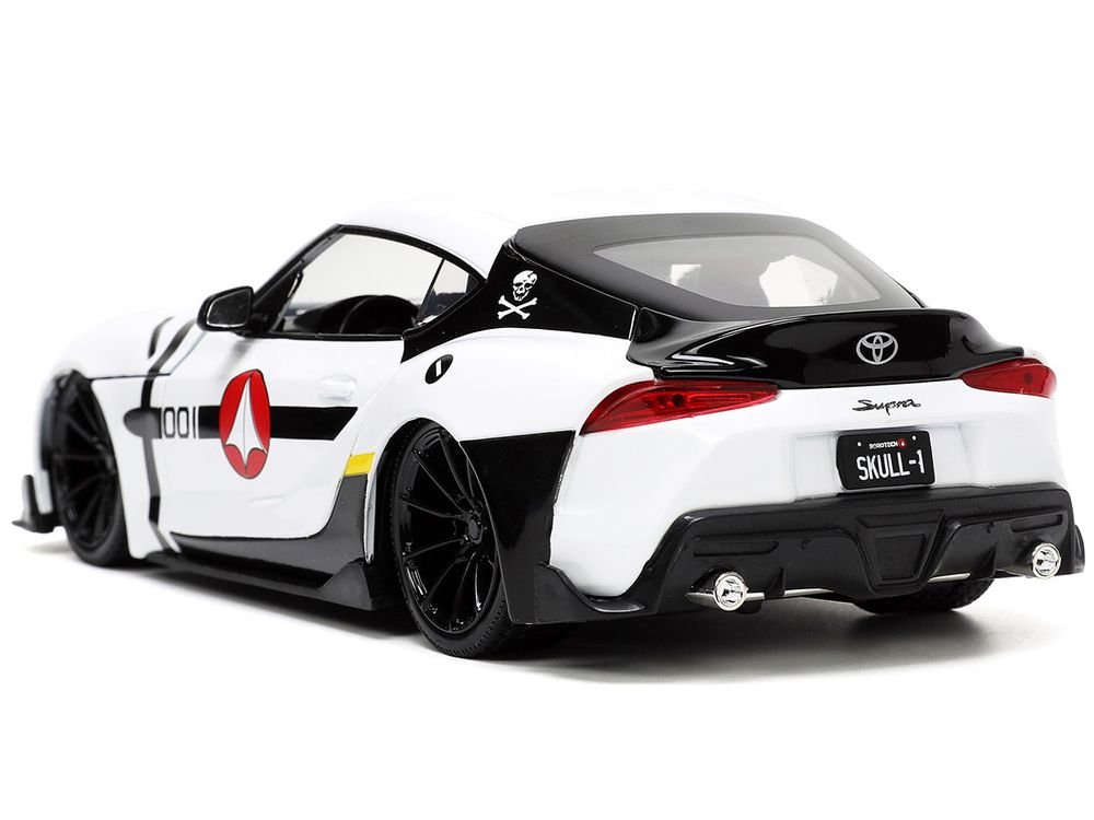 2020 Toyota Supra White and Roy Focker Diecast Figurine "Robotech" "Hollywood Rides" Series 1/24 Diecast Model Car by Jada view 5