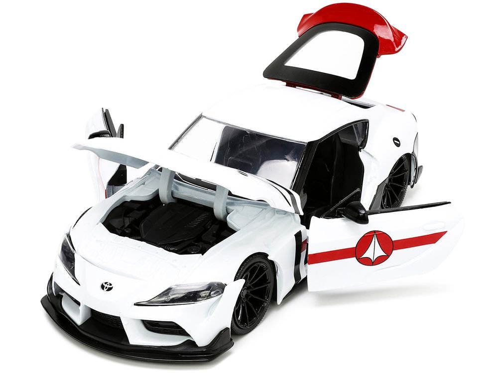 2020 Toyota Supra White and Rick Hunter Diecast Figurine "Robotech" "Hollywood Rides" Series 1/24 Diecast Model Car by Jada view 2
