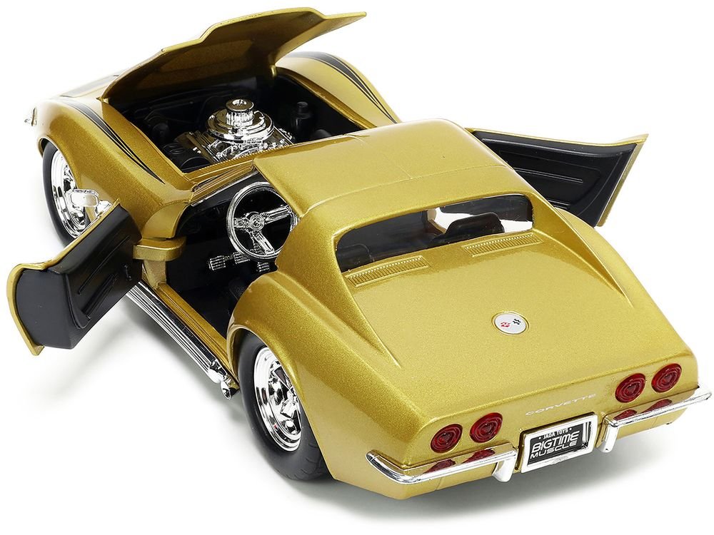 1969 Chevrolet Corvette Stingray ZL-1 Gold Metallic with Black Stripe "Bigtime Muscle" Series 1/24 Diecast Model Car by Jada view 4