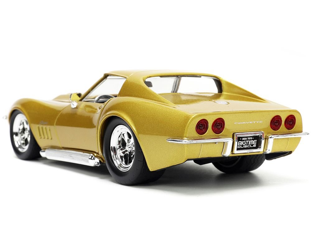 1969 Chevrolet Corvette Stingray ZL-1 Gold Metallic with Black Stripe "Bigtime Muscle" Series 1/24 Diecast Model Car by Jada view 5
