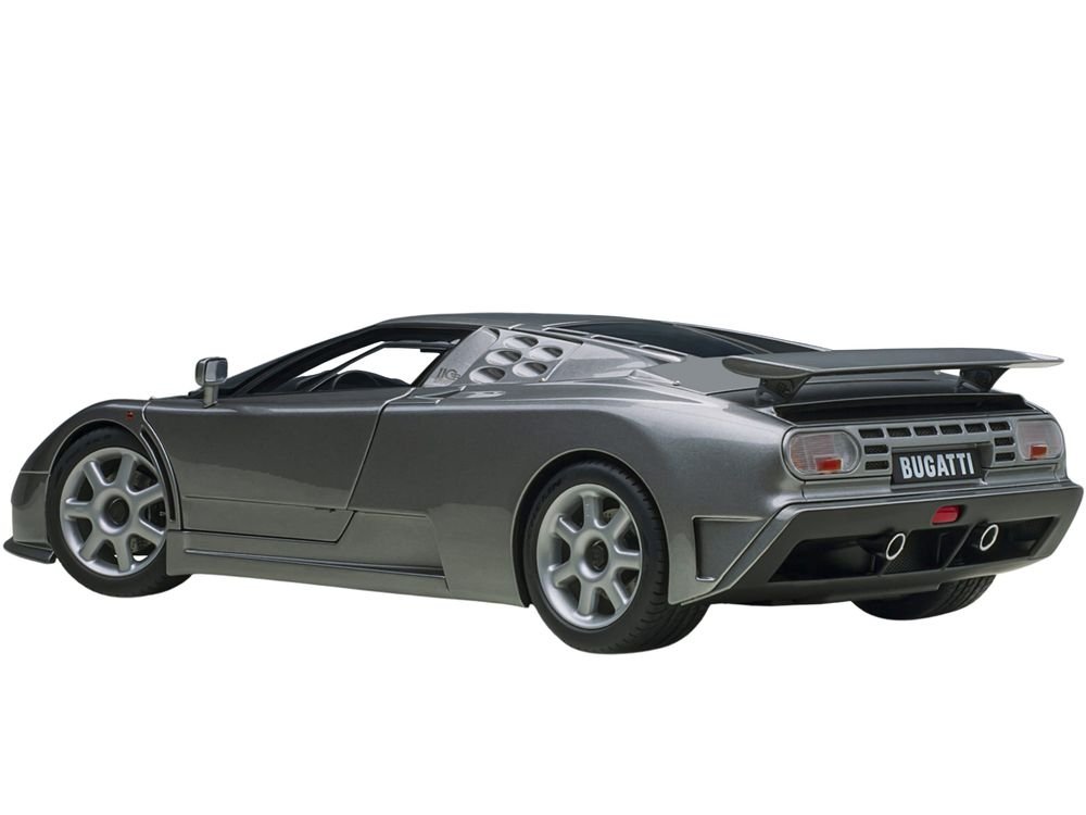 Bugatti EB110 SS Super Sport Grigio Metalizzatto Silver Metallic with Silver Wheels 1/18 Model Car by Autoart view 6