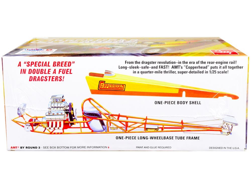 Skill 2 Model Kit 1934 Copperhead Rear-Engine Double A Fuel Dragster 1/25 Scale Model by AMT view 3