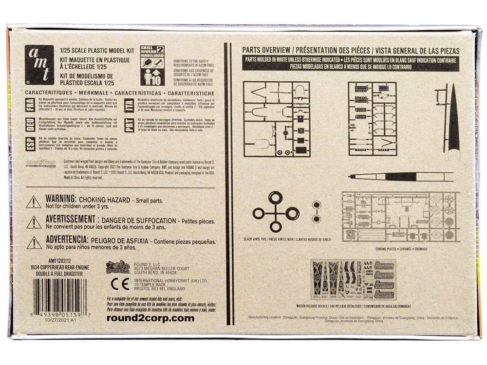 Skill 2 Model Kit 1934 Copperhead Rear-Engine Double A Fuel Dragster 1/25 Scale Model by AMT view 4