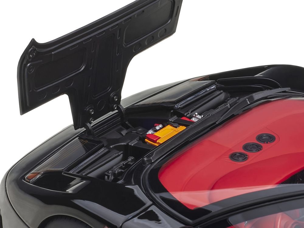 Bugatti EB110 SS Super Sport Nero Vernice Black with Red Interior and Silver Wheels 1/18 Model Car by Autoart view 3