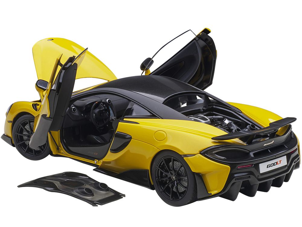 Mclaren 600LT Sicilian Yellow and Carbon 1/18 Model Car by Autoart view 2