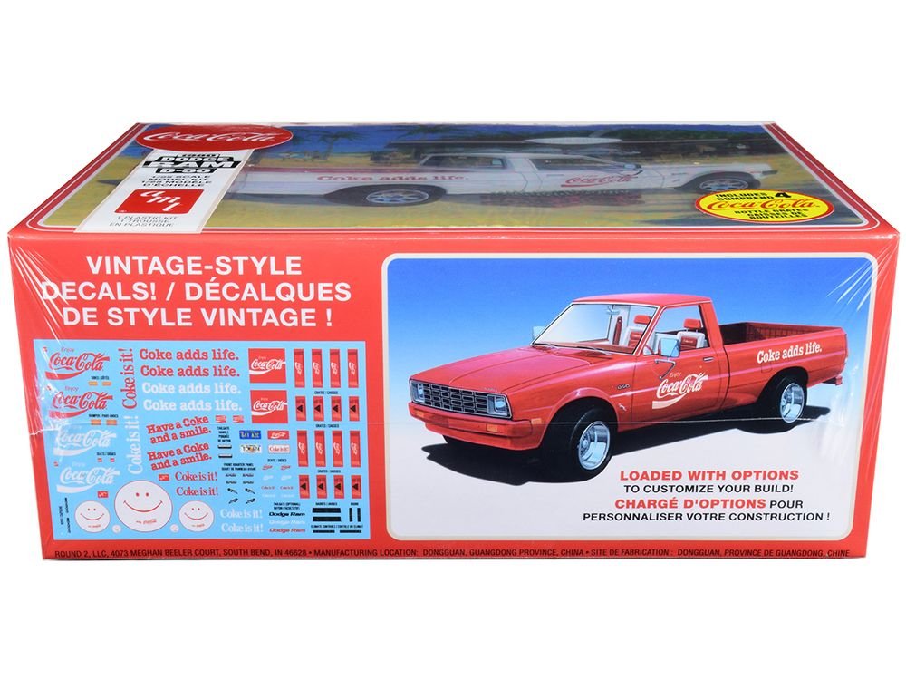 Skill 3 Model Kit 1980 Dodge Ram D-50 Pickup Truck "Coca-Cola" Four Bottle Crates 1/25 Scale Model by AMT view 2