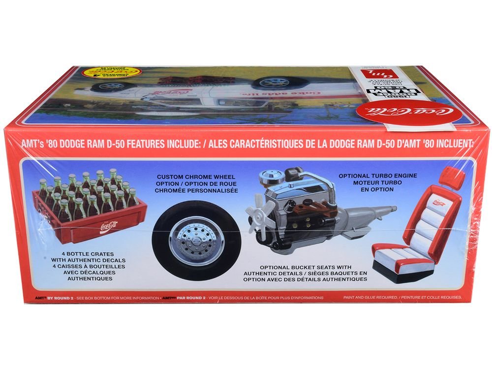 Skill 3 Model Kit 1980 Dodge Ram D-50 Pickup Truck "Coca-Cola" Four Bottle Crates 1/25 Scale Model by AMT view 3