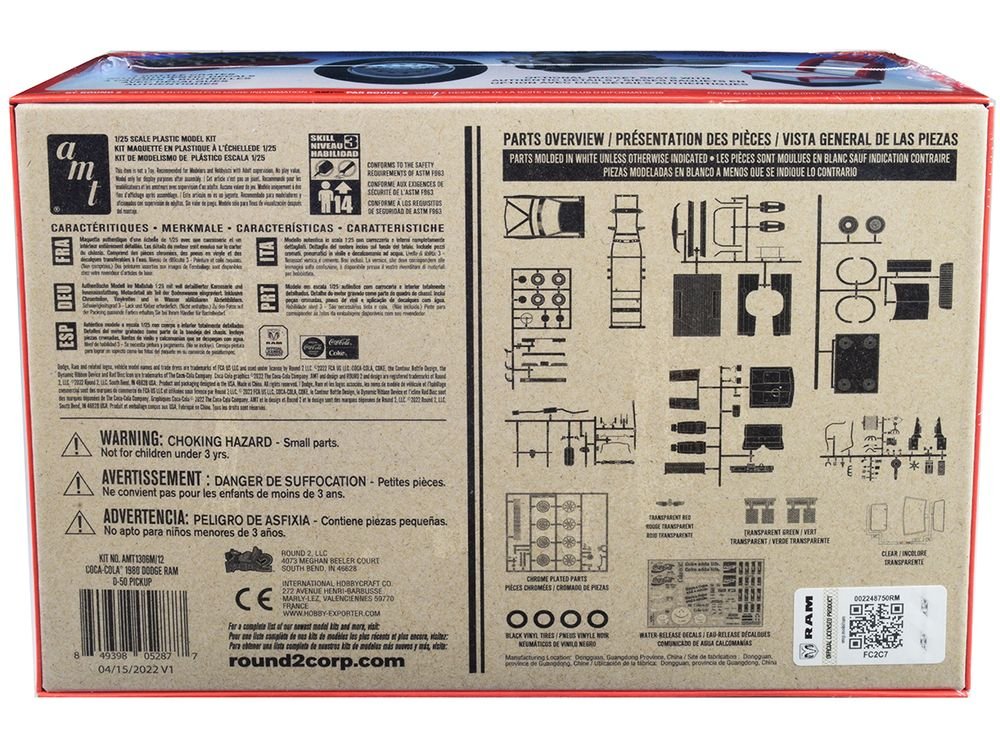 Skill 3 Model Kit 1980 Dodge Ram D-50 Pickup Truck "Coca-Cola" Four Bottle Crates 1/25 Scale Model by AMT view 4