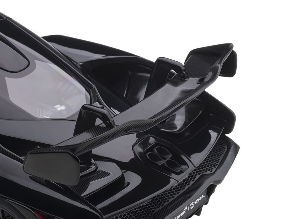 Mclaren Senna Stealth Cosmos Black with Carbon Accents 1/18 Model Car by Autoart view 4