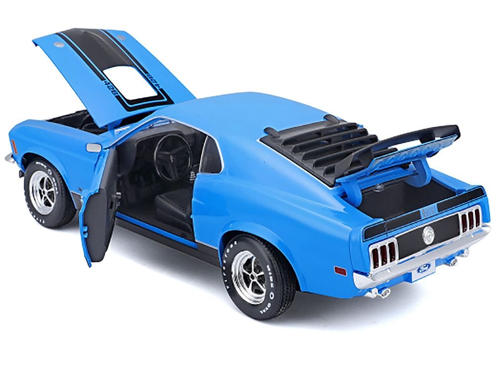 1970 Ford Mustang Mach 1 428 Blue with Black Stripes "Special Edition" 1/18 Diecast Model Car by Maisto view 2