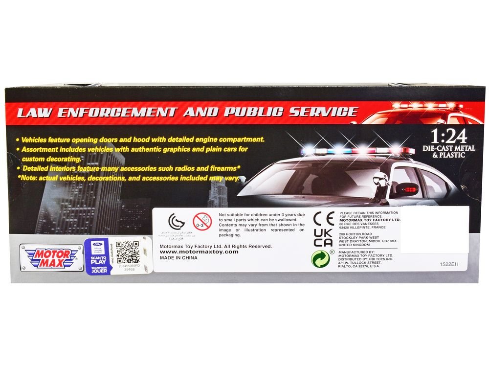2019 Ford F-150 Lariat Crew Cab Pickup Truck Unmarked Plain Black "Law Enforcement and Public Service" Series 1/24 Diecast Model Car by Motormax view 2