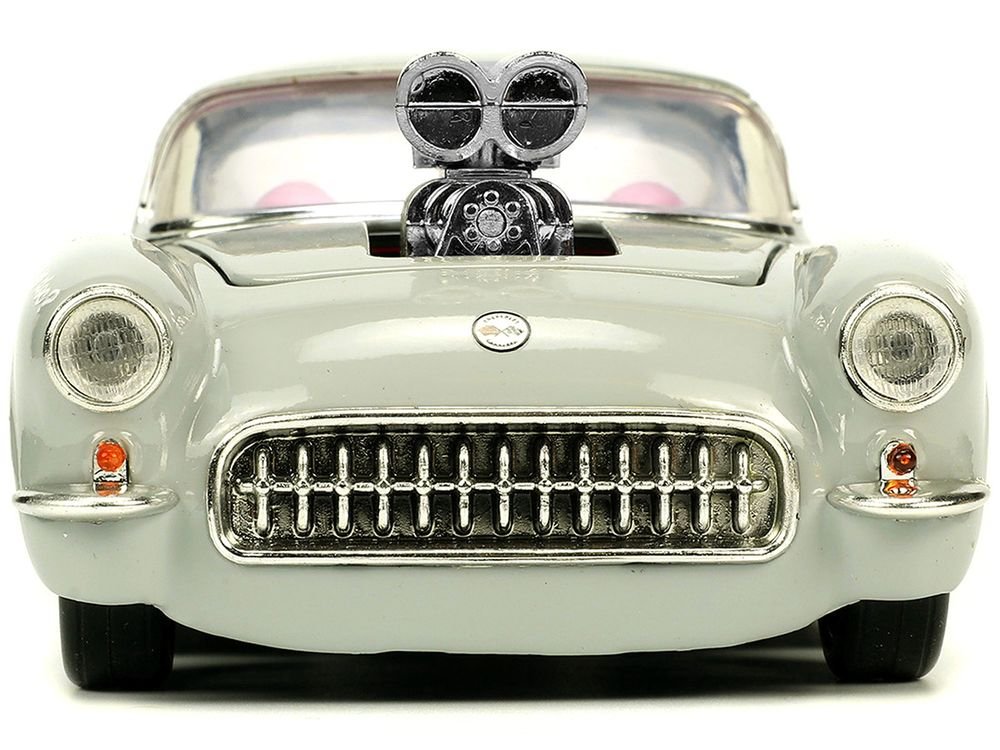 1957 Chevrolet Corvette Beige with Pink Interior with Bugs Bunny Figure "Looney Tunes" "Hollywood Rides" Series 1/24 Diecast Model Car by Jada view 4