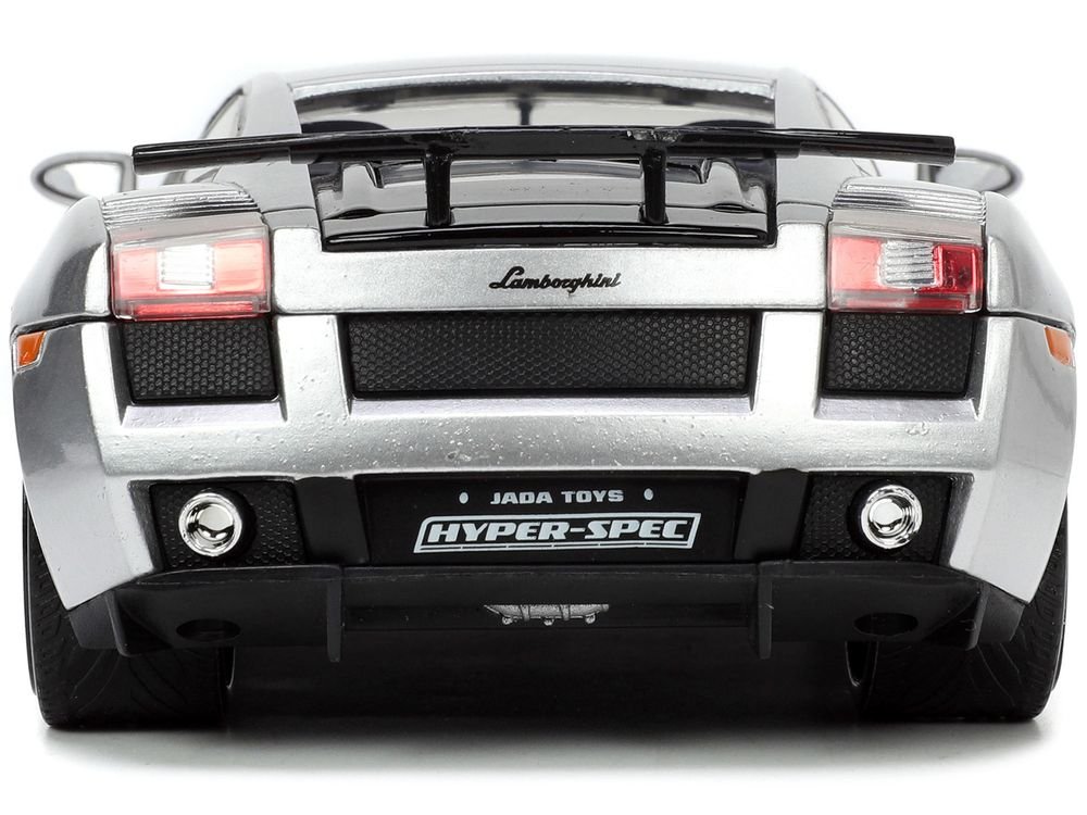 Lamborghini Gallardo Superleggera Silver Metallic with Yellow Stripes "Hyper-Spec" Series 1/24 Diecast Model Car by Jada view 5