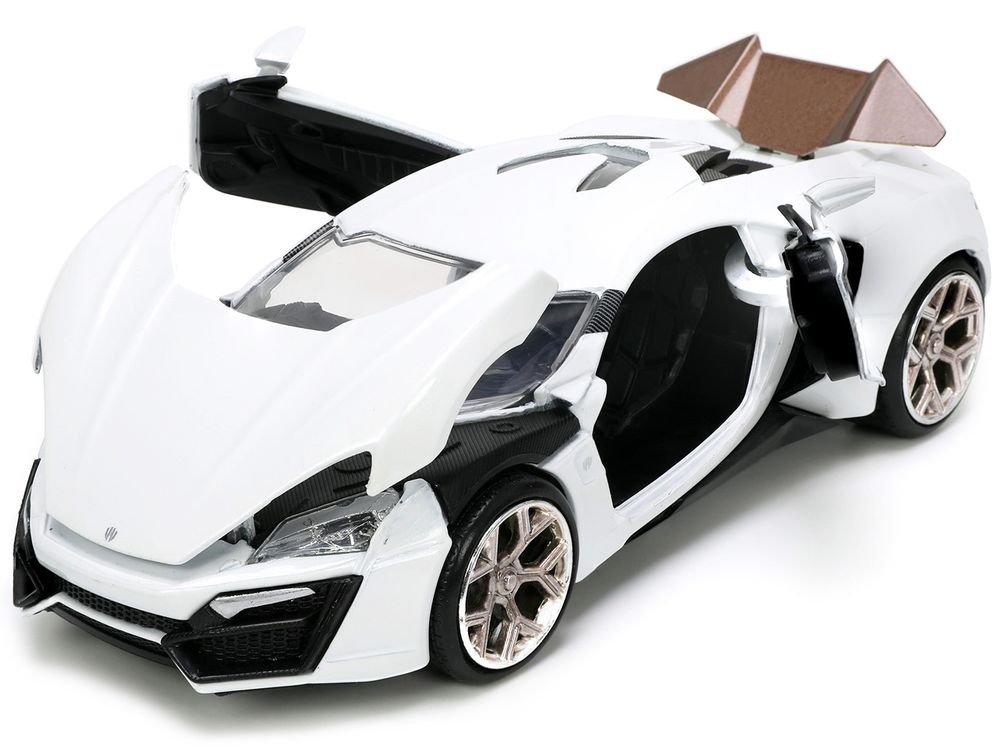 Lykan Hypersport White with Bronze Metallic Rear Spoiler "HKS" "Hyper-Spec" Series 1/24 Diecast Model Car by Jada view 2