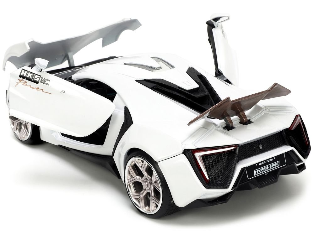 Lykan Hypersport White with Bronze Metallic Rear Spoiler "HKS" "Hyper-Spec" Series 1/24 Diecast Model Car by Jada view 3