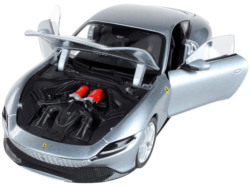 Ferrari Roma Gray Metallic "Race + Play" Series 1/24 Diecast Model Car by Bburago view 2