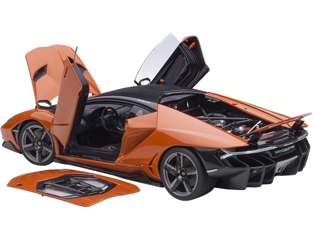 Lamborghini Centenario Arancio Argos / Pearl Orange with Carbon Top 1/18 Model Car by Autoart view 2