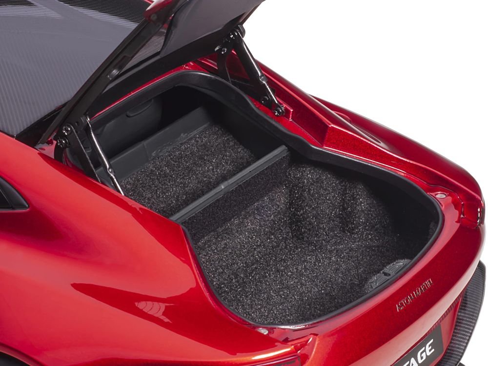 2019 Aston Martin Vantage RHD (Right Hand Drive) Hyper Red Metallic with Carbon Top 1/18 Model Car by Autoart view 3