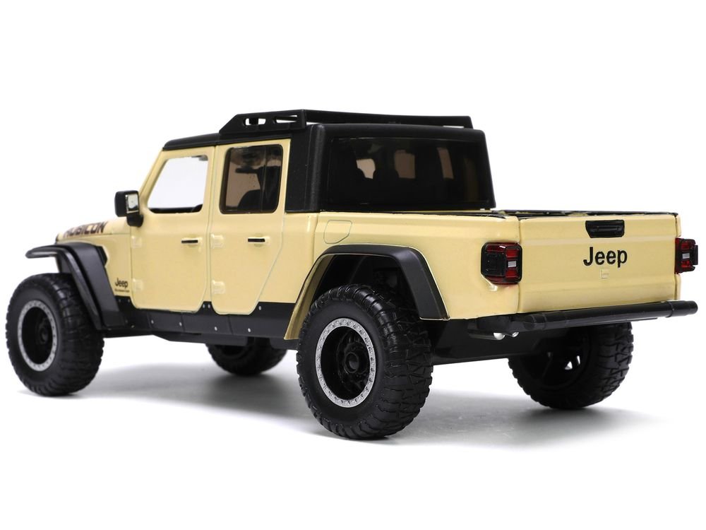 2020 Jeep Gladiator Rubicon Pickup Truck Cream with Roof Rack with Extra Wheels "Just Trucks" Series 1/24 Diecast Model Car by Jada view 3
