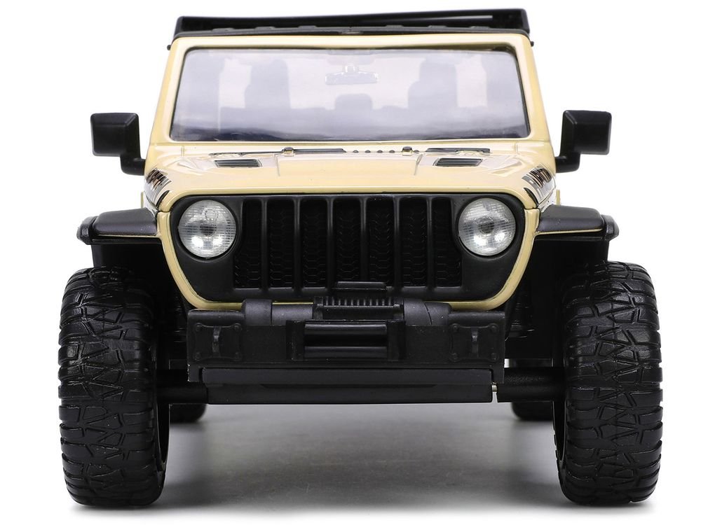 2020 Jeep Gladiator Rubicon Pickup Truck Cream with Roof Rack with Extra Wheels "Just Trucks" Series 1/24 Diecast Model Car by Jada view 4