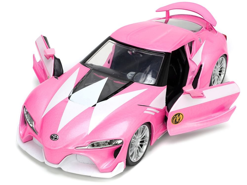 Toyota FT-1 Concept Pink Metallic and Pink Ranger Diecast Figurine "Power Rangers" "Hollywood Rides" Series 1/24 Diecast Model Car by Jada view 2