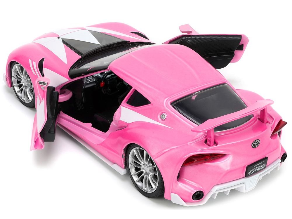 Toyota FT-1 Concept Pink Metallic and Pink Ranger Diecast Figurine "Power Rangers" "Hollywood Rides" Series 1/24 Diecast Model Car by Jada view 3