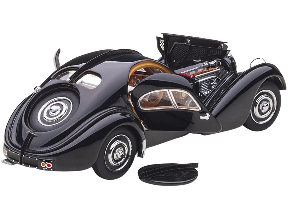 1938 Bugatti Type 57SC Atlantic with Disc Wheels Black 1/43 Diecast Model Car by Autoart view 2