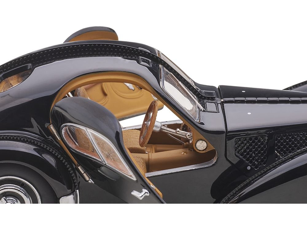 1938 Bugatti Type 57SC Atlantic with Disc Wheels Black 1/43 Diecast Model Car by Autoart view 4