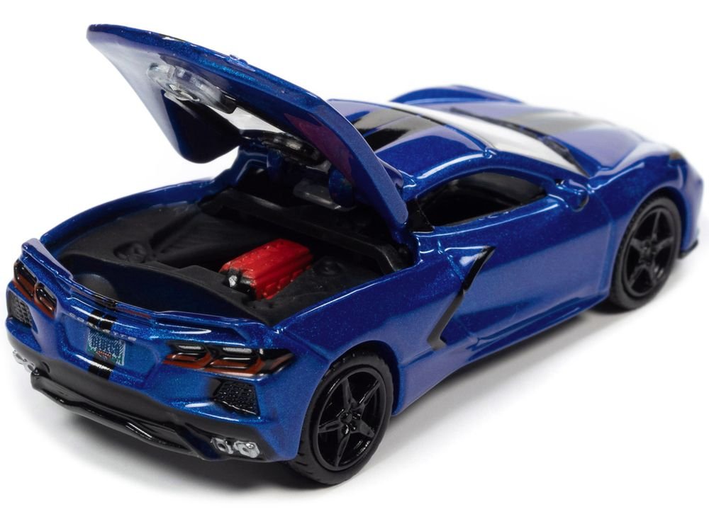 2020 Chevrolet Corvette Elkhart Lake Blue Metallic "Sports Cars" Limited Edition 1/64 Diecast Model Car by Auto World view 2