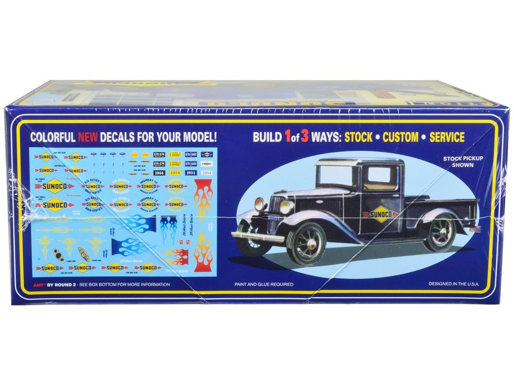Skill 2 Model Kit 1934 Ford Pickup Truck "Sunoco" 3 in 1 Kit 1/25 Scale Model by AMT view 3