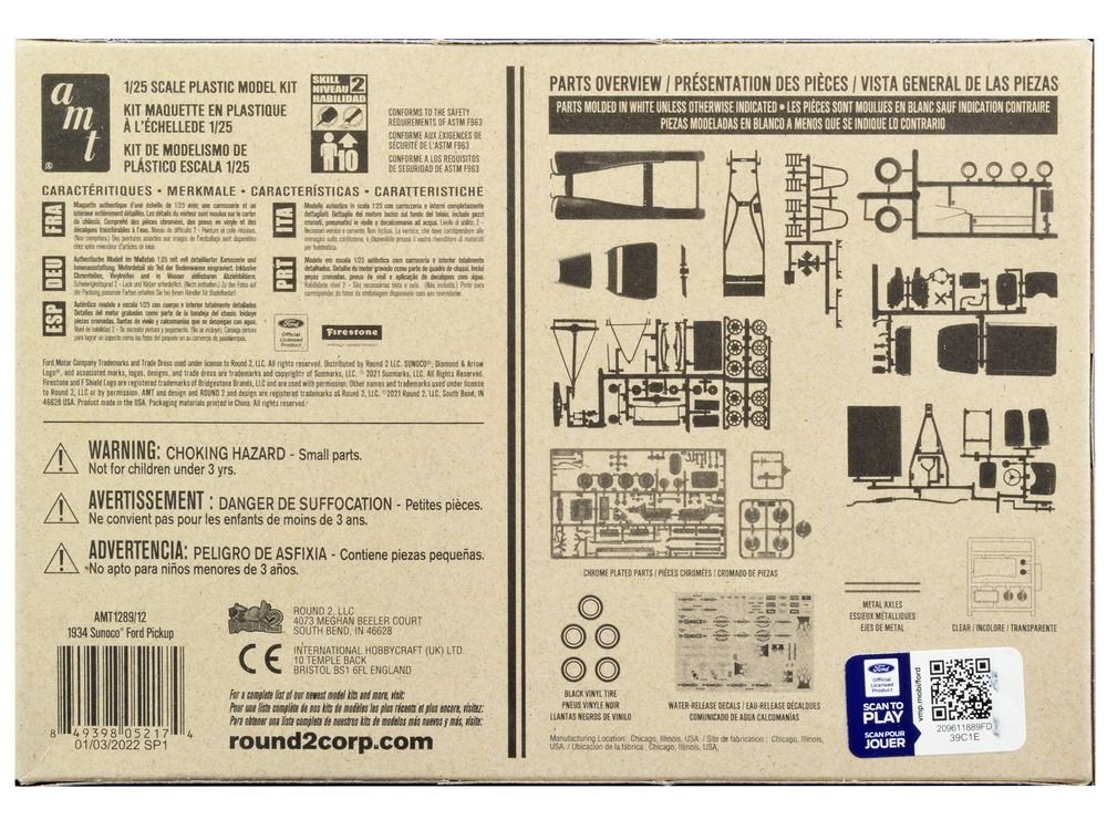 Skill 2 Model Kit 1934 Ford Pickup Truck "Sunoco" 3 in 1 Kit 1/25 Scale Model by AMT view 4