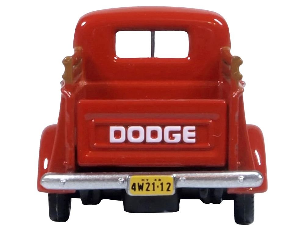 1948 Dodge B-1B Pickup Truck Red 1/87 (HO) Scale Diecast Model Car by Oxford Diecast view 4