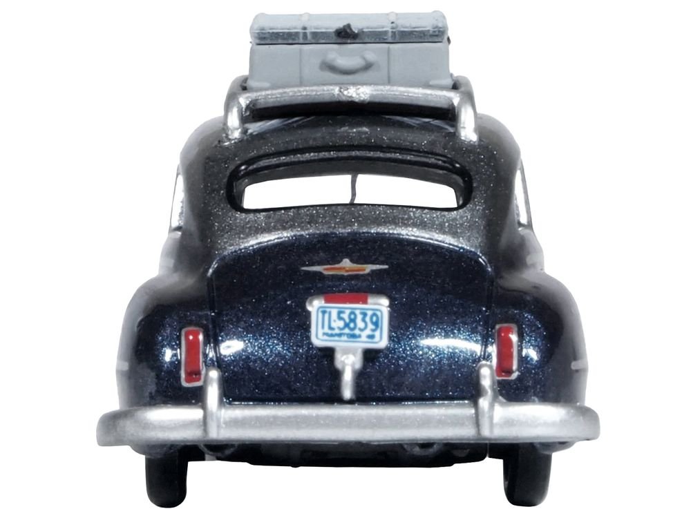 1946 DeSoto Suburban with Roof Rack and Luggage Butterfly Blue Metallic with Crystal Gray Top 1/87 (HO) Scale Diecast Model Car by Oxford Diecast view 4