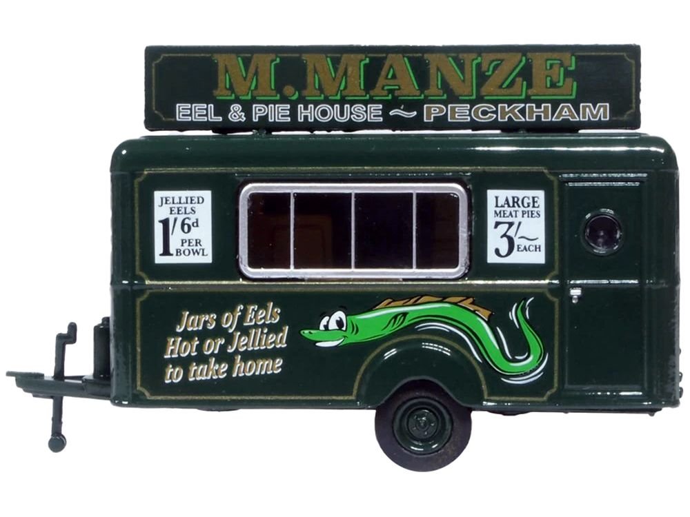 Mobile Food Trailer "M. Manze Eel and Pie House - Peckham" 1/87 (HO) Scale Diecast Model by Oxford Diecast view 2