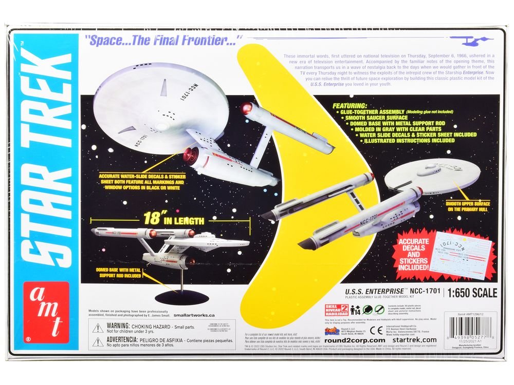 Skill 2 Model Kit U.S.S. Enterprise NCC-1701 Space Ship "Star Trek" 1/650 Scale Model by AMT view 4
