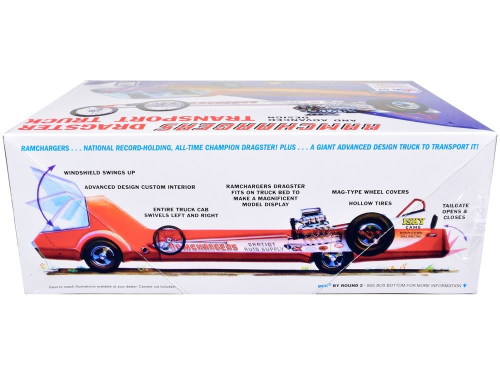 Skill 2 Model Kit Ramchargers Dragster and Advanced Design Transport Truck 2 Kits in 1 1/25 Scale Models by MPC view 2