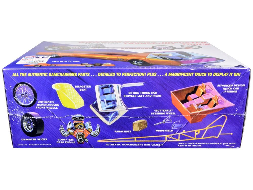 Skill 2 Model Kit Ramchargers Dragster and Advanced Design Transport Truck 2 Kits in 1 1/25 Scale Models by MPC view 3