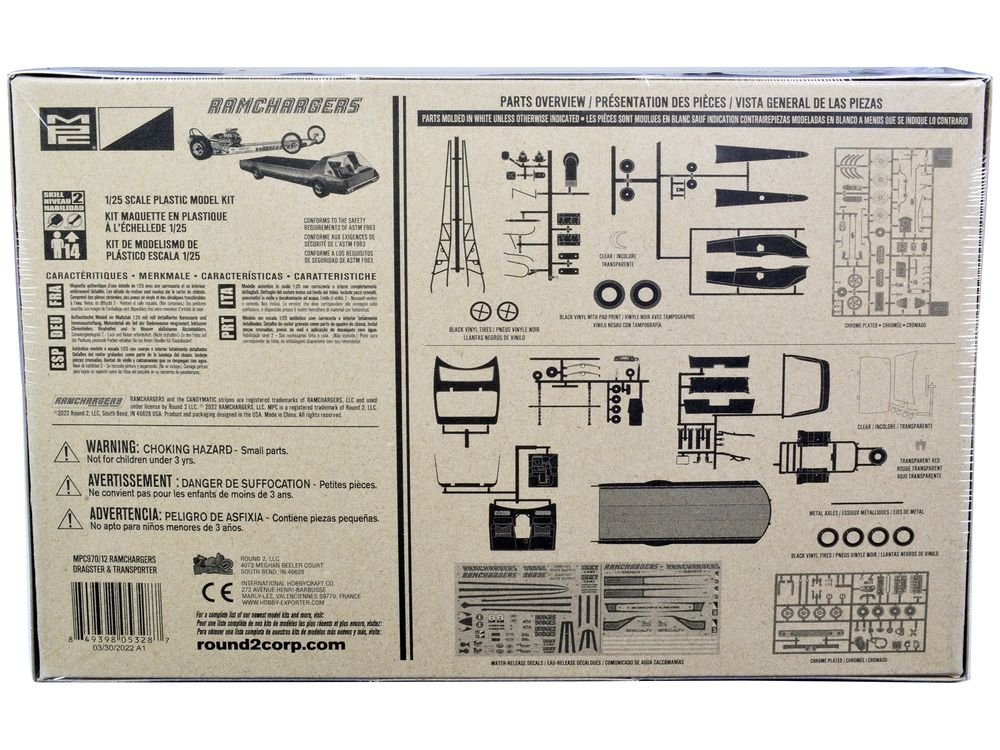 Skill 2 Model Kit Ramchargers Dragster and Advanced Design Transport Truck 2 Kits in 1 1/25 Scale Models by MPC view 4