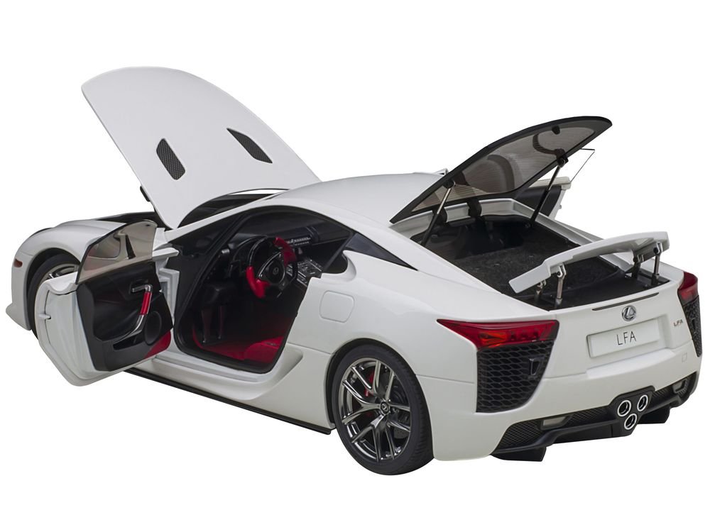 Lexus LFA Whitest White with Red and Black Interior 1/18 Model Car by Autoart view 2