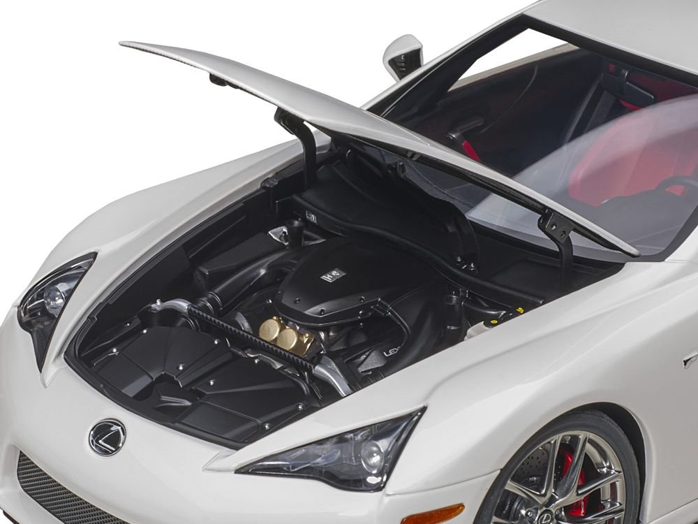 Lexus LFA Whitest White with Red and Black Interior 1/18 Model Car by Autoart view 3