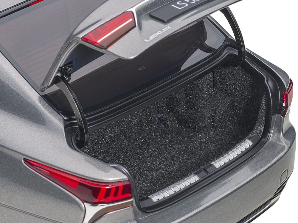 Lexus LS500h Manganese Luster Gray Metallic with Crimson and Black Interior 1/18 Model Car by Autoart view 5